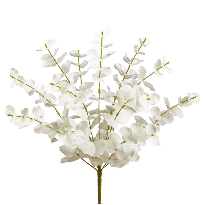 19.5" Silk Eucalyptus Leaf Plant -White (Pack of 12) - PBE020-WH