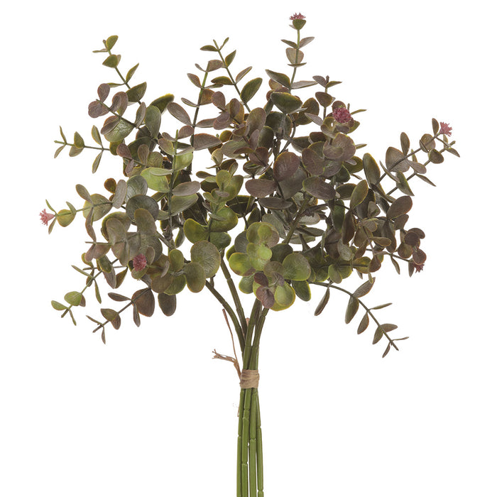 14.2" Artificial Eucalyptus Leaf Stem Bundle -Green/Purple (pack of 24) - PBE142-GR/PU