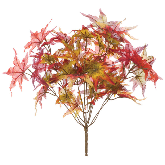 17" Artificial Japanese Maple Leaf Plant -Burgundy/Flame (Pack of 12) - PBM012-BU/FL
