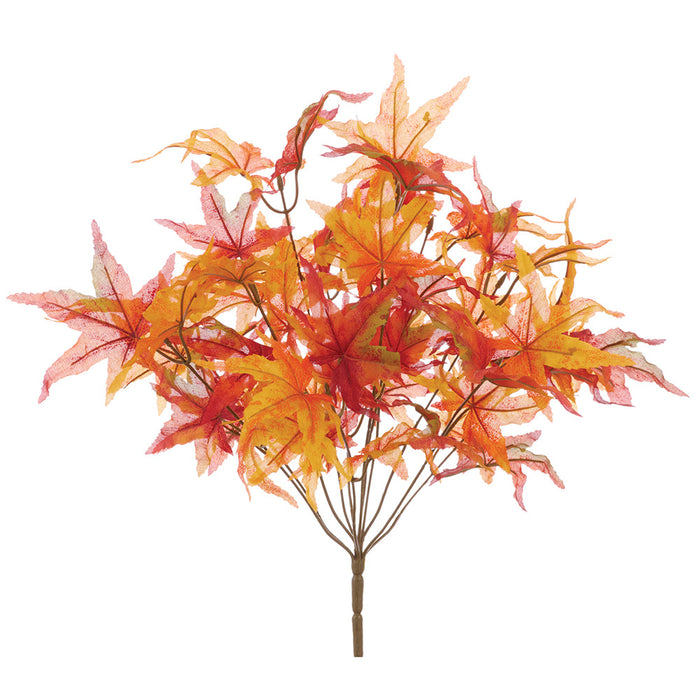 17" Artificial Japanese Maple Leaf Plant -Orange/Flame (Pack of 12) - PBM012-OR/FL