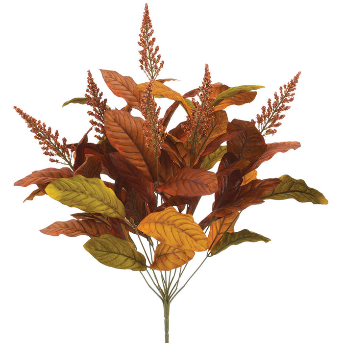 21" Artificial Magnolia Leaf & Astilbe Plant -Brown/Green (Pack of 12) - PBM013-BR/GR