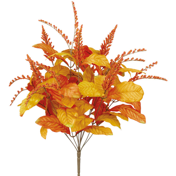 22" Mixed Magnolia Leaf & Astilbe Silk Plant -Flame (Pack of 12) - PBM304-FL