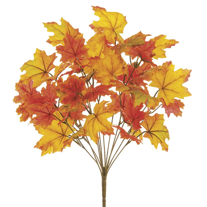 17.5" Maple Leaf Silk Plant -Flame/Orange (Pack of 12) - PBM340-FL/OR
