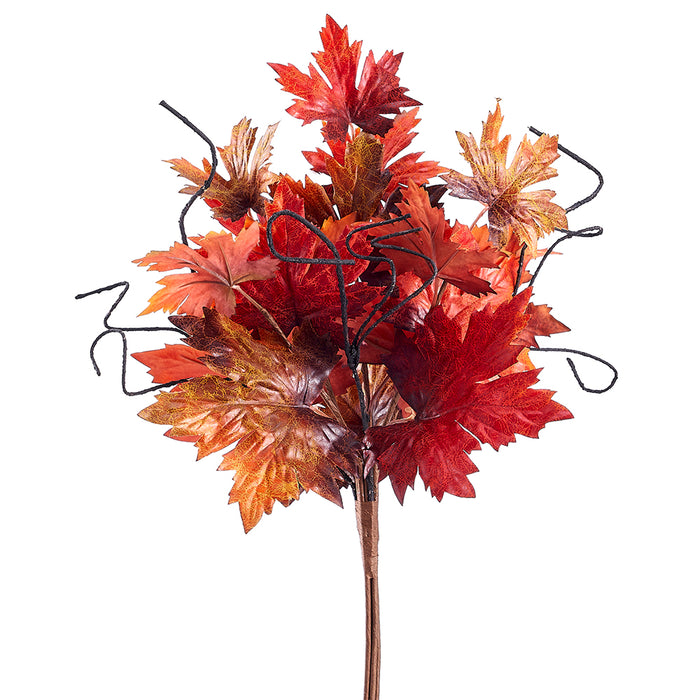 22" Silk Maple Leaf Stem Bundle -Burgundy/Green (Pack of 6) - PBM391-BU/GR