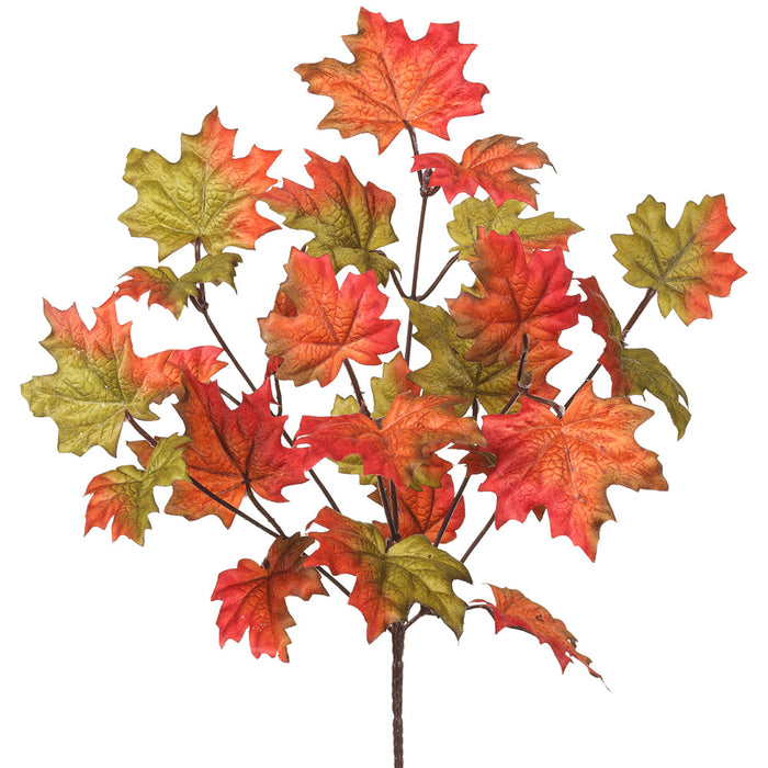 13" Maple Leaf Silk Plant -Green/Rust (pack of 12) - PBM666-GR/RU