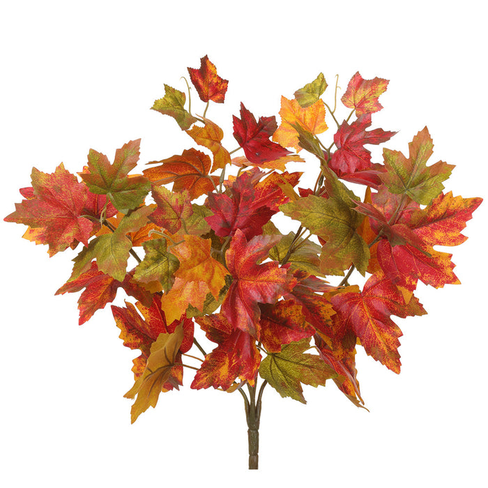 16" Maple Leaf Silk Plant -Flame/Green (Pack of 12) - PBM704-FL/GR