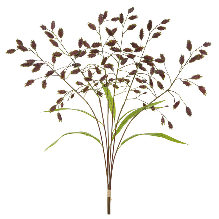 22.5" Artificial Wild Oat Leaf Stem Bundle -Purple/Green (Pack of 12) - PBO225-PU/GR