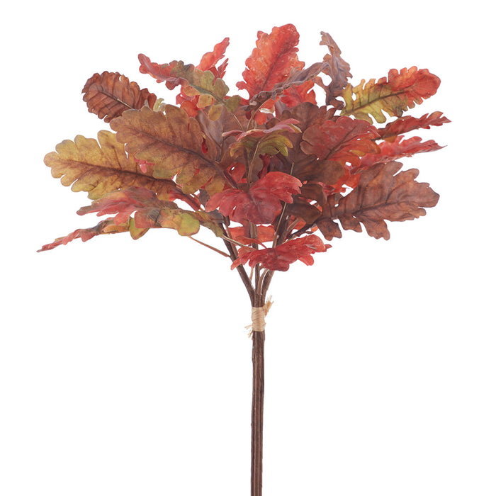 18" Oak Leaf Silk Stem Bundle -Burgundy/Brown (Pack of 12) - PBO331-BU/BR