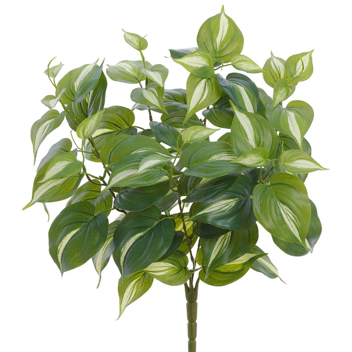 20" Philodendron Leaf Silk Plant -Green/White (Pack of 6) - PBP038-GR/WH