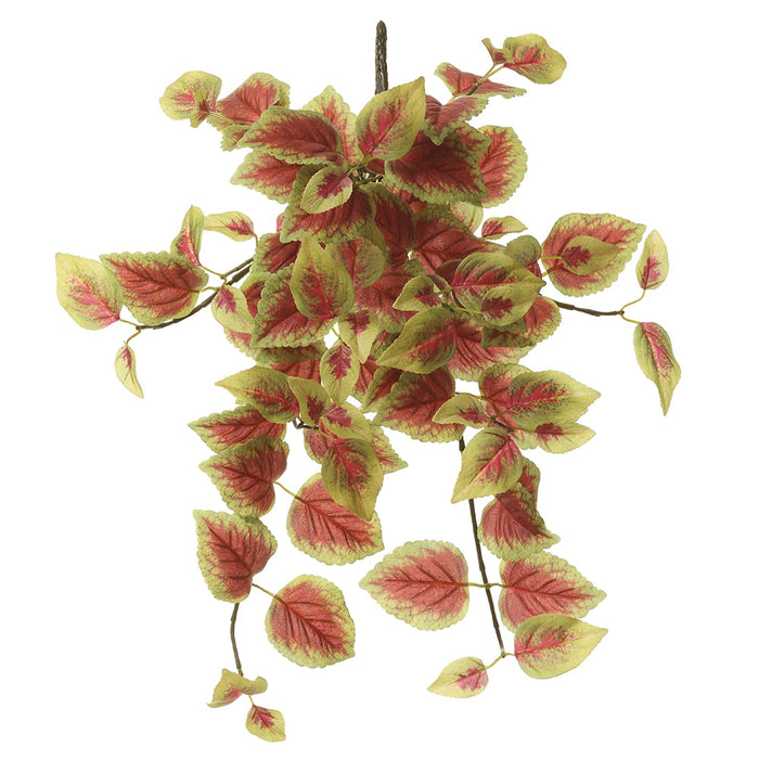 20" Hanging Perilla Leaf Silk Plant -Green/Burgundy (pack of 12) - PBP145-GR/BU