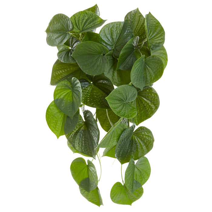 16" Silk Queen Of Hearts Leaf Hanging Plant -Green (Pack of 12) - PBQ990-GR