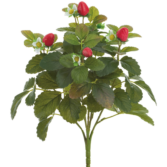 plastic plant real 15" Real Touch Strawberry Artificial Plant -Green/Red — Silks Are Forever