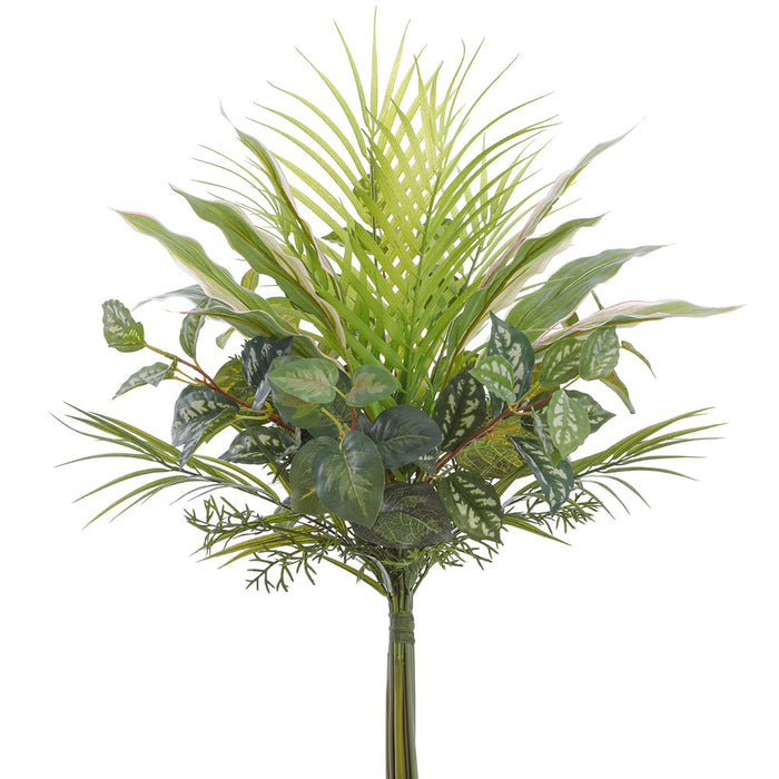 22" Mixed Palm Leaf, & Greenery Silk Stem Bundle -2 Tone Green (Pack of 6) - PBX041-GR/TT