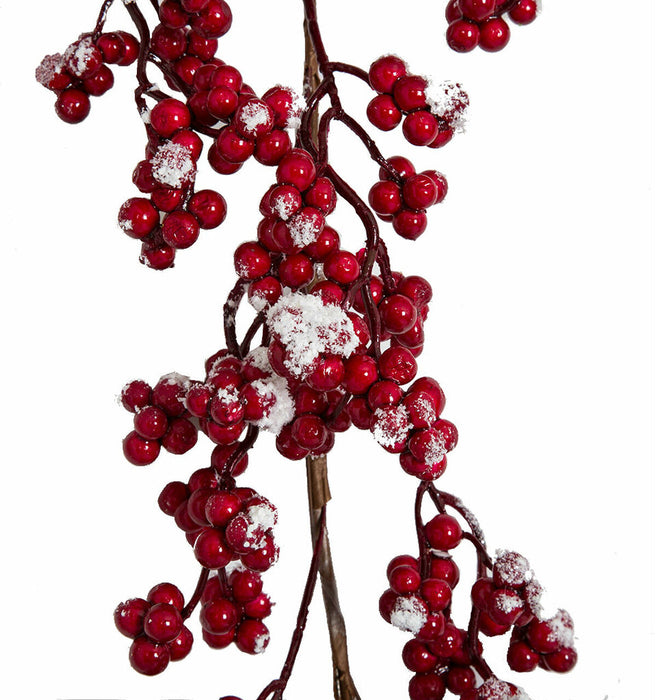 6' Snowed & Glittered Artificial Foam Berry Garland -Red (pack of 4) - PF190010