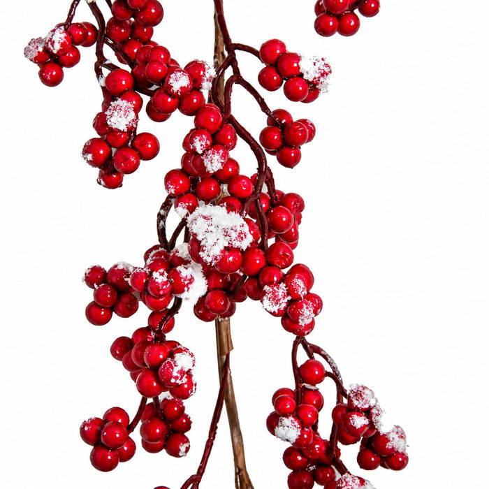 6' Flocked & Glittered Artificial Foam Berry Garland -Red (Pack of 4) - PF190010