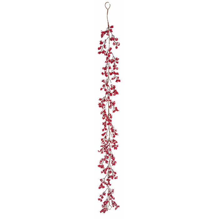 6' Snowed & Glittered Artificial Foam Berry Garland -Red (pack of 4) - PF190010
