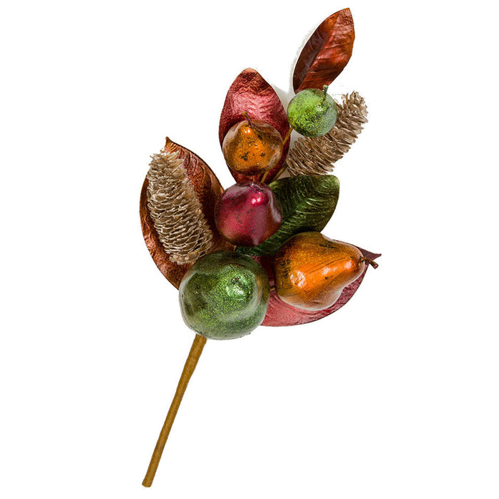 16" Artificial Styrofoam Pear, Magnolia Leaf & Pinecone Stem -Mixed Colors (Pack of 6) - PF-190140