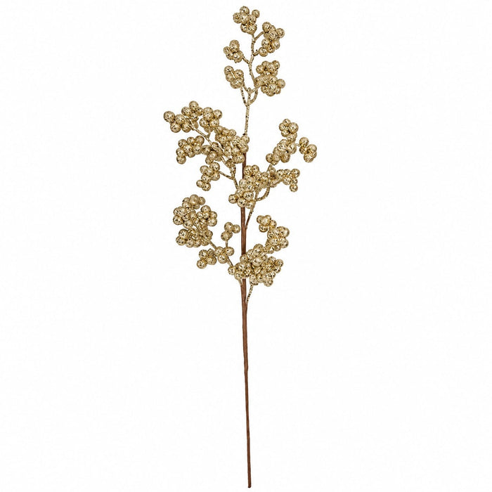 26" Glittered Styrofoam Berry Artificial Stem -Champagne (Pack of 12) - PF-200000