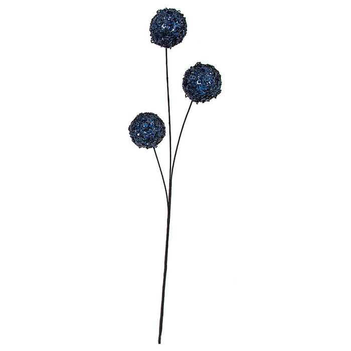 25.5" Sequined Ball Artificial Stem Pick -Dark Blue (Pack of 12) - PF200210