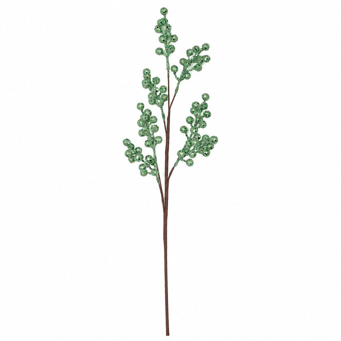 32" Foam Glittered Artificial Berry Stem -Mint (Pack of 24) - PF-260000