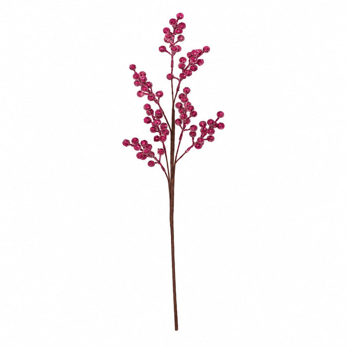 32" Foam Glittered Artificial Berry Stem -Plum (Pack of 24) - PF-260002