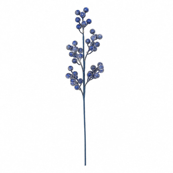 28" Foam Sugared Glittered Artificial Berry Stem -Blue (Pack of 12) - PF-260015