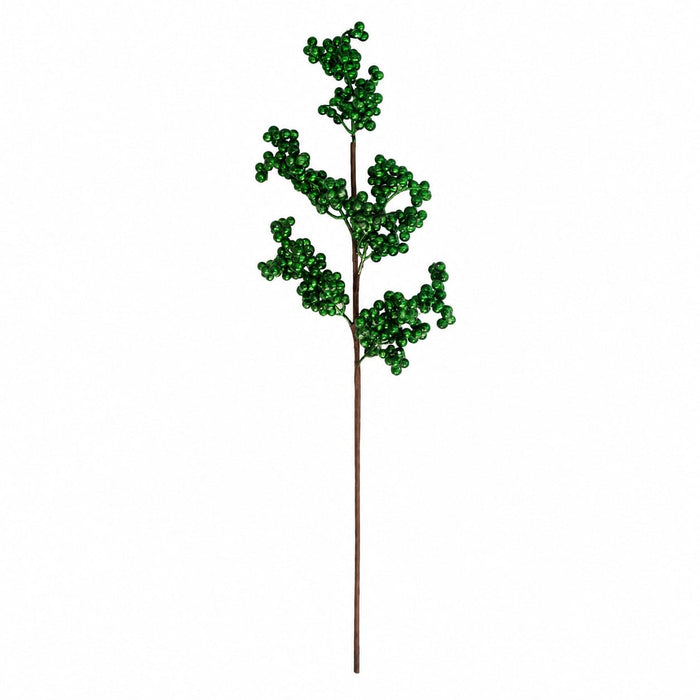 21" Foam Glittered Artificial Berry Stem -Green (Pack of 24) - PF-260052
