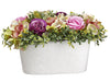7" Rose & Hydrangea Silk Flower Arrangement w/Foam Base -Mauve/Green (Pack of 6) - PFX008-MV/GR