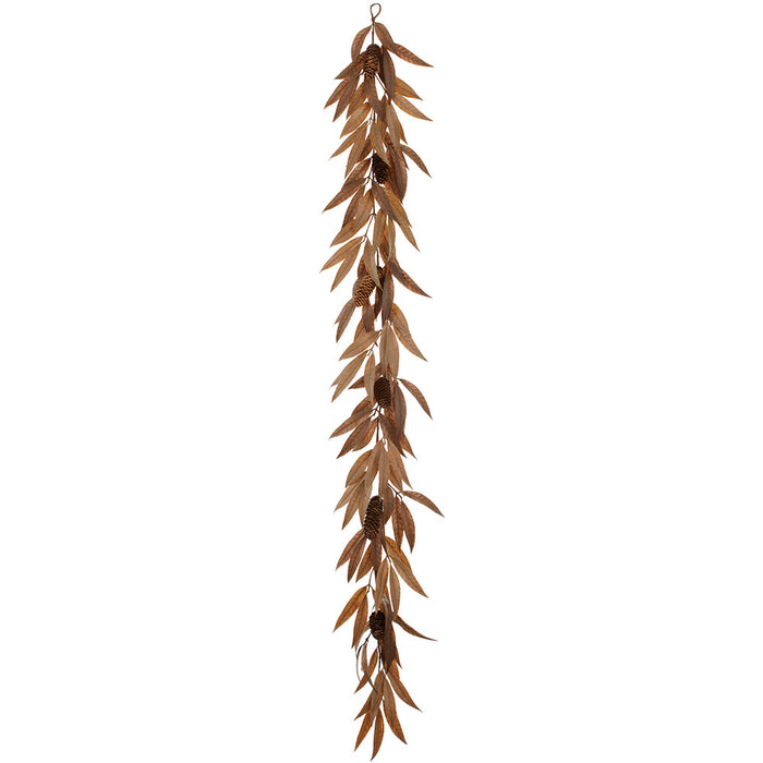 6' Bay Leaf & Pinecone Artificial Garland -2 Tone Brown (Pack of 4) - PGB721-BR/TT