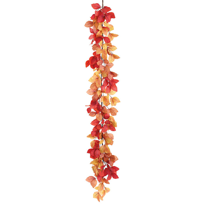 6' Elm Leaf Silk Garland -Mixed Colors (Pack of 2) - PGE001-MX