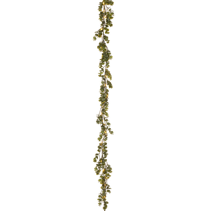 6' Battery Operated Silk Eucalyptus Leaf Garland -Green (pack of 6) - PGE530-GR
