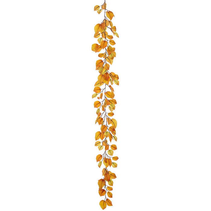 6' Beech Leaf Silk Garland -Mustard/Green (Pack of 6) - PGG062-MD/GR