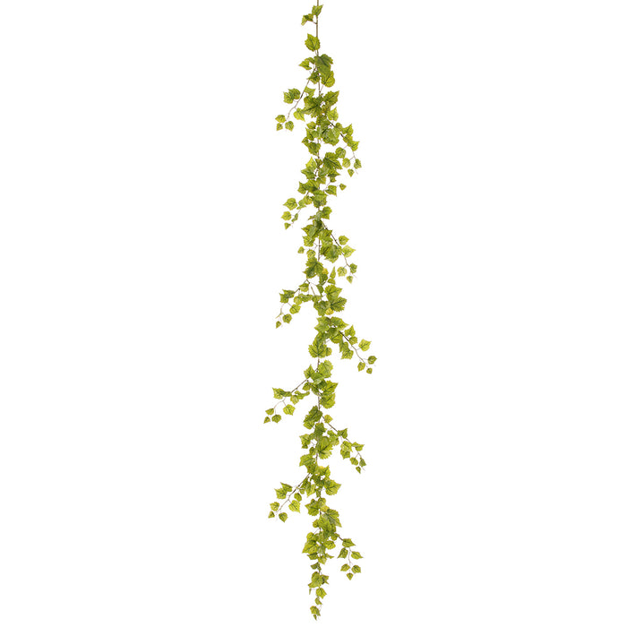 6' Silk Mini Grape Leaf Hanging Garland -Green (pack of 12) - PGG263-GR