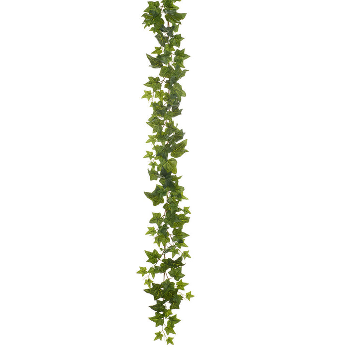 6' Outdoor UV-Resistant Artificial Real Touch Puff Ivy Leaf Garland -Green (Pack of 6) - PGI095-GR