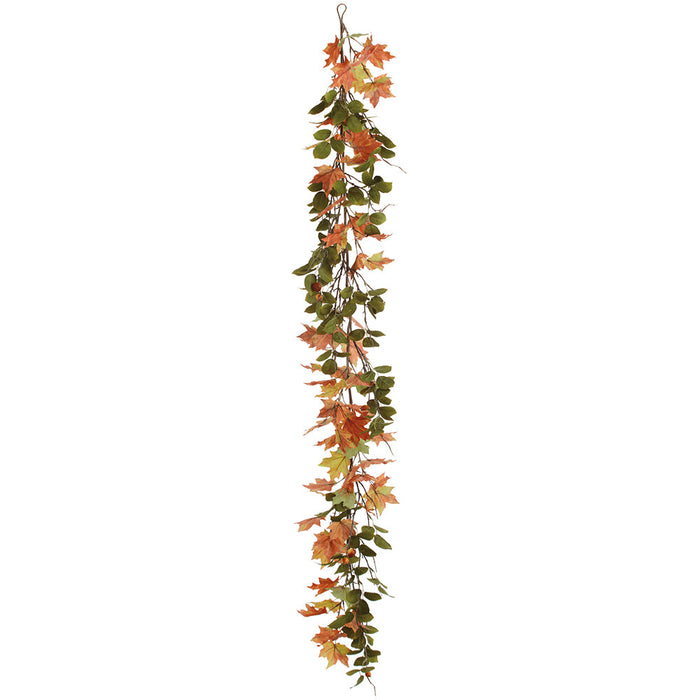6' Maple Leaf & Rosehip Artificial Garland -Fall (pack of 2) - PGM004-FA