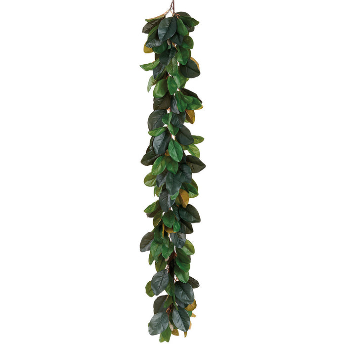 6' PE Artificial Magnolia Leaf Garland -Green (Pack of 2) - PGM007-GR
