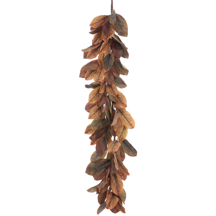 6' Magnolia Leaf Silk Garland -Brown/Green (Pack of 2) - PGM013-BR/GR