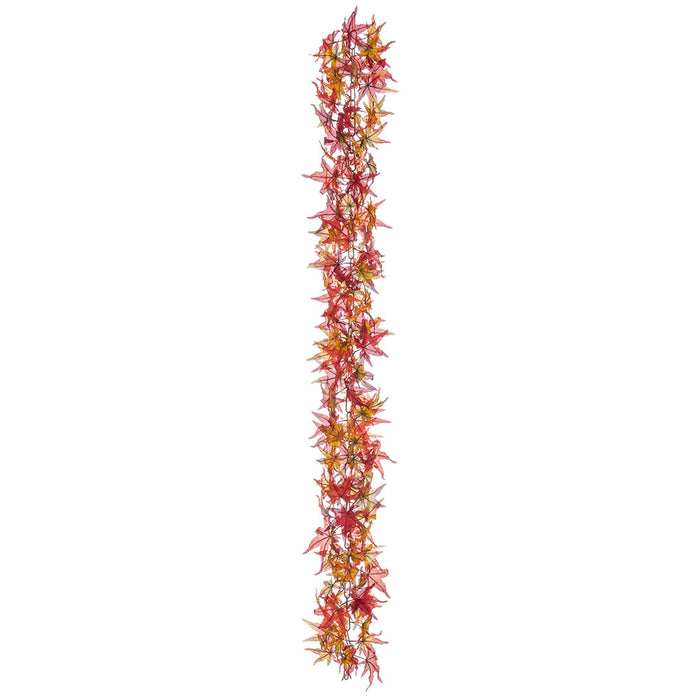 6' Japanese Maple Leaf Silk Garland -Burgundy/Flame (Pack of 6) - PGM016-BU/FL