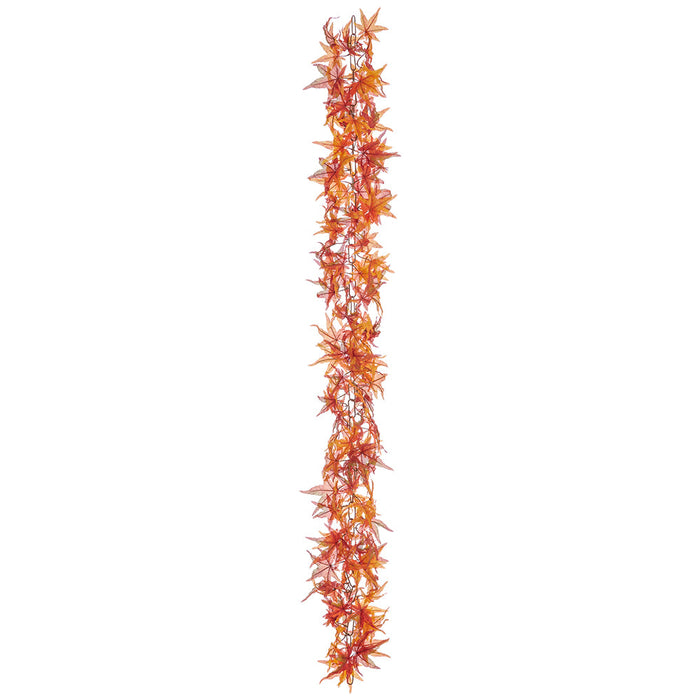 6' Japanese Maple Leaf Silk Garland -Orange/Flame (Pack of 6) - PGM016-OR/FL