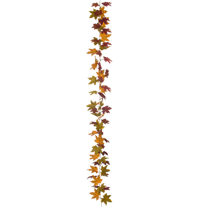 6' Maple Leaf Silk Garland -Orange/Green (Pack of 12) - PGM021-OR/GR