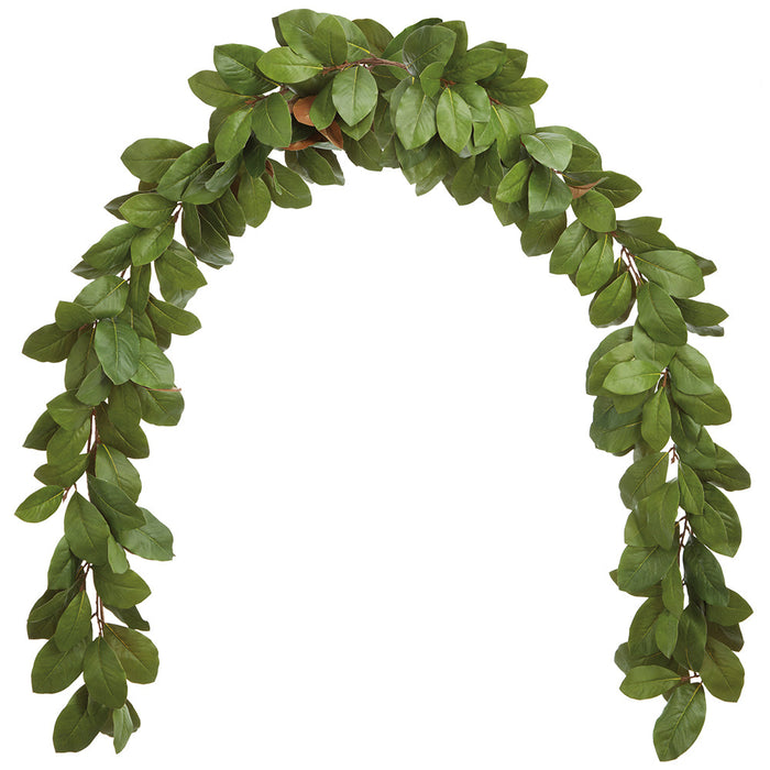 12' Artificial Magnolia Leaf Mantel Garland -Green - PGM101-GR