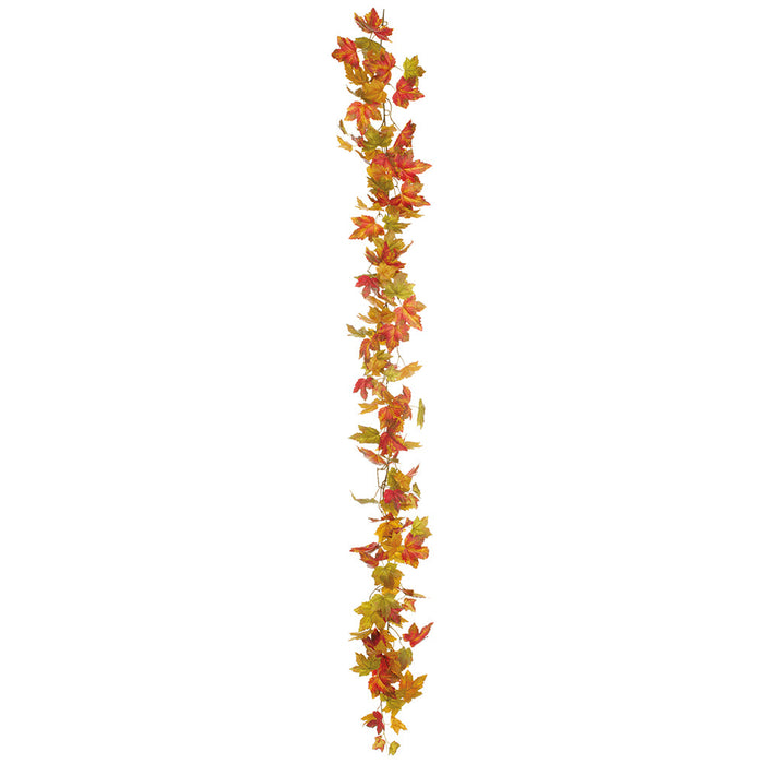 6'1" Maple Leaf Silk Garland -Flame/Green (pack of 6) - PGM136-FL/GR
