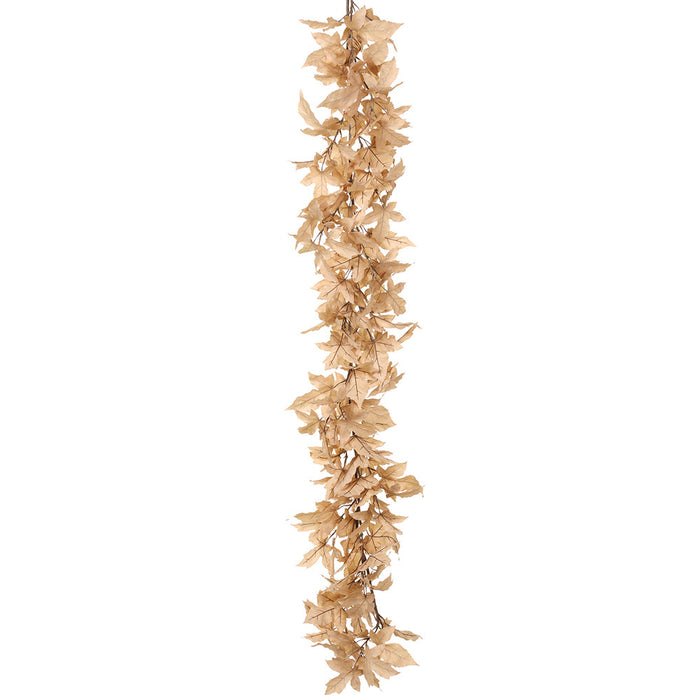 6' Maple Leaf Artificial Garland -Beige (Pack of 2) - PGM206-BE