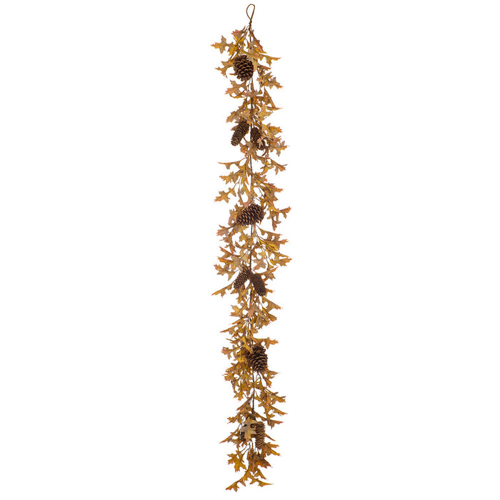 6' Oak Leaf & Pinecone Silk Garland -Brown/Fall (Pack of 6) - PGO007-BR/FA