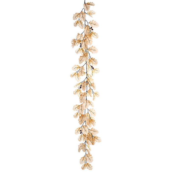 6' Silk Oak Leaf Garland -Beige (Pack of 6) - PGO008-BE