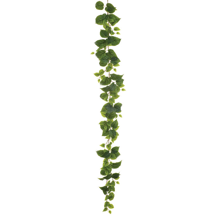 6' Outdoor UV-Resistant Artificial Real Touch Puff Philo Leaf Garland -Green (Pack of 6) - PGP006-GR