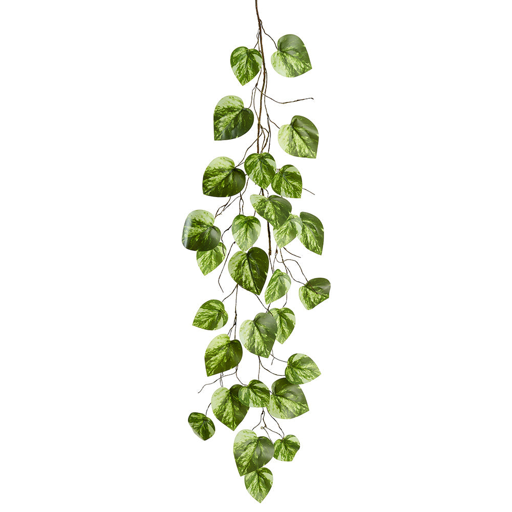faux philodendron hanging 3'11" Pothos Leaf Silk Garland -2 Tone Green