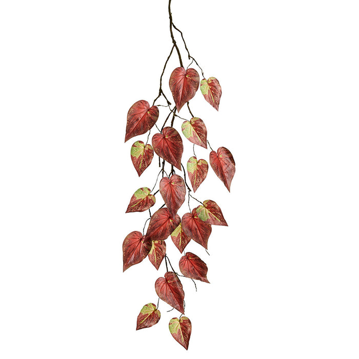 4'2" Heart-Leaf Philodendron Leaf Silk Garland -Burgundy/Green (Pack of 12) - PGP569-BU/GR
