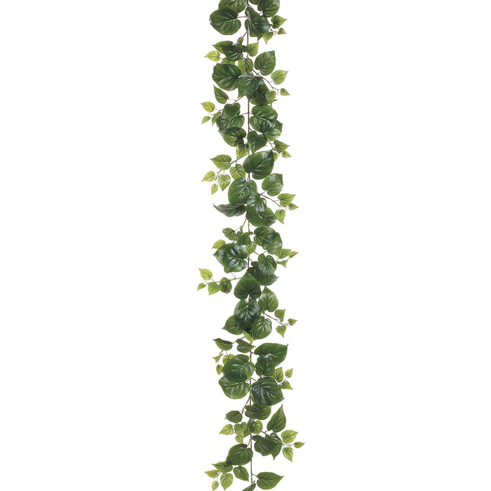 6' Puff Philodendron Silk Garland -Green (pack of 6) - PGW062-GR