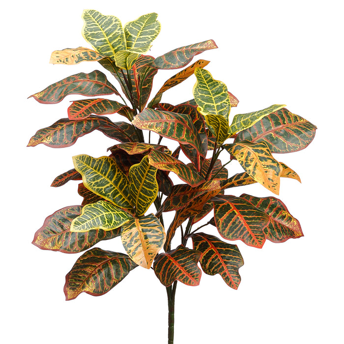 26" Tropical Silk Croton Plant With 28 Leaves -Green/Variegated (pack of 12) - PPH301-GR/VG